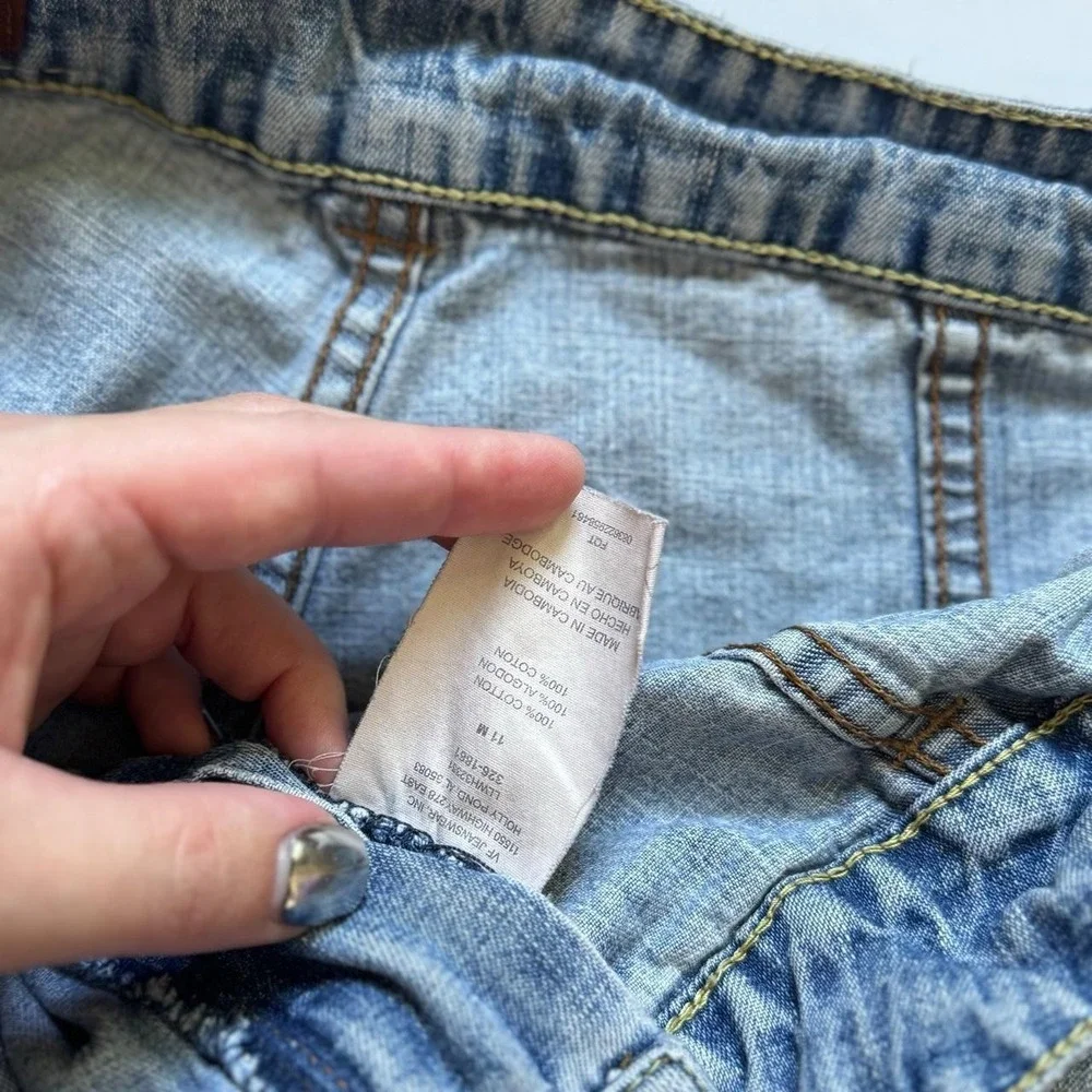 Lee Y2K Denim Shorts Light Wash Low Rise Utility Cargo Cuffed Blue Women 11M